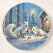 雪キツネホリデーデザインバイリッチアメンギル コースター (正面)