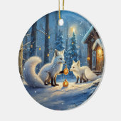 雪キツネホリデーデザインバイリッチアメンギル セラミックオーナメント (左)