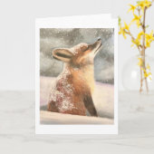 雪キツネ カード (黄色い花)
