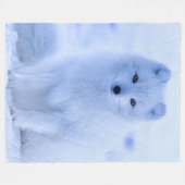 雪キツネ フリースブランケット (正面(横))