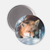 雪キツネ マグネット (正面/裏面)