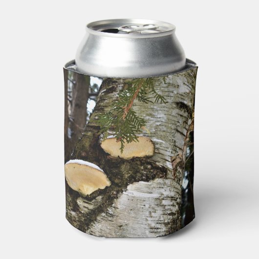 雪キノコの樺の木ツリー 缶クーラー (缶正面)