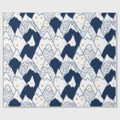 雪キャップ山パターンブラック金ゴールドフェスティバル ラッピングペーパー (フラット)