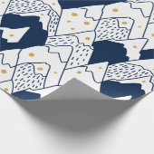雪キャップ山パターンブラック金ゴールドフェスティバル ラッピングペーパー (角)