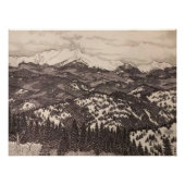 雪キャップPikesピークペン/鉛筆イラストレーション ポスター (正面)