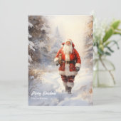 雪クラシックの多い森の中で来のサンタクロース シーズンカード (スタンド正面)