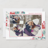 雪クリスマスグリーンレッドフローラ3枚 シーズンカード (正面)