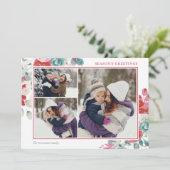 雪クリスマスグリーンレッドフローラ3枚 シーズンカード (スタンド正面)