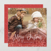 雪クリスマススクリプトフォトスクエア シーズンカード (正面/裏面)