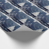 雪クリスマスツリーブルークリスマスラッピング紙 ラッピングペーパー (角)