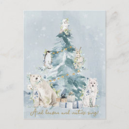 雪クリスマスツリーホリデー シーズンポストカード
