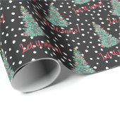 雪クリスマスツリーヴィンテージブラック ラッピングペーパー (ロールコーナー)