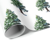 雪クリスマスホリデーパターン付きツリー ラッピングペーパー (ロールコーナー)