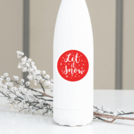 雪クリスマス赤い白い雪の結晶 ラウンドシール