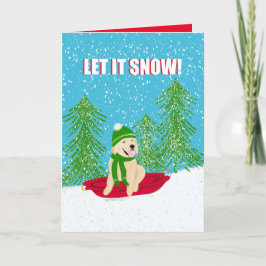 雪ゴールデンレトリエバークリスマスカード サンキューカード