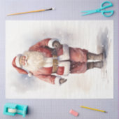 雪シンプルの森の中の歩くサンタクロース 薄葉紙 (クラフト)