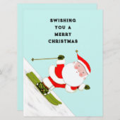 雪スキーおもしろいホリデークリスマスカード シーズンカード (正面/裏面)