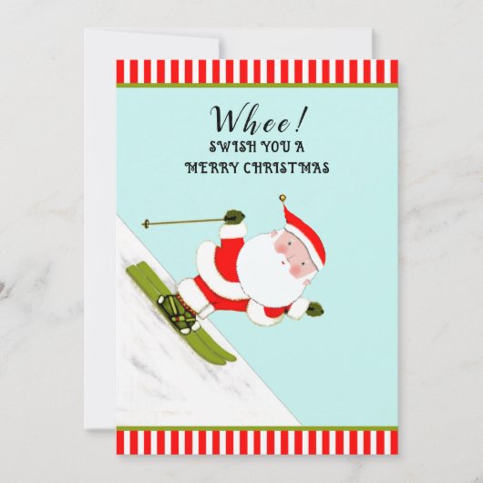 雪スキーおもしろいホリデークリスマスカード シーズンカード (正面)