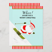 雪スキーおもしろいホリデークリスマスカード シーズンカード (正面/裏面)