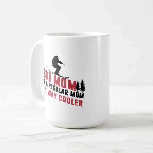 雪スキーのお母さん普通のお母さんしか方法クール コーヒーマグカップ (正面左)