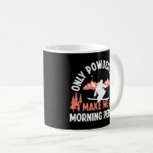 雪スキーのみパウダー日私は朝の人を作る コーヒーマグカップ (正面右)