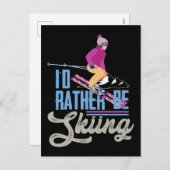 雪スキー私はスキーをしたい シーズンポストカード (正面/裏面)