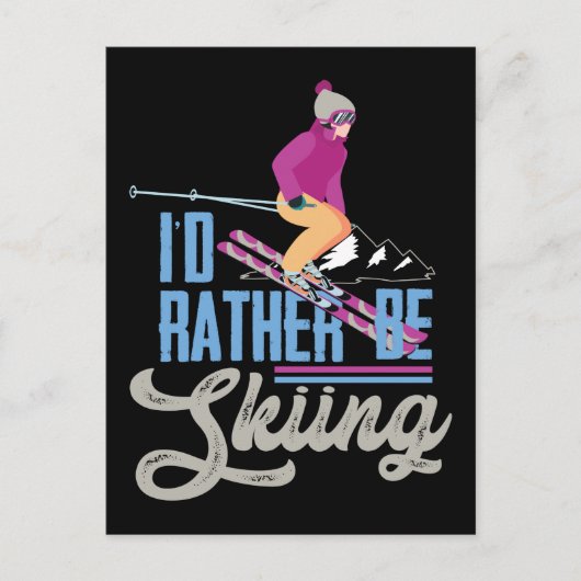 雪スキー私はスキーをしたい シーズンポストカード (正面)