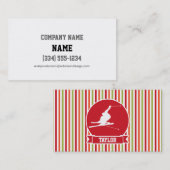 雪スキー,スキー,赤,オレンジ,緑ストライプ色 名刺 (正面/裏面)