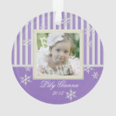 雪ストライプ結晶の冬の写真 オーナメント (裏面)