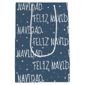 雪スペインのの上でクリスマスを祝う ミディアムペーパーバッグ (裏面)