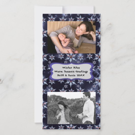 雪ゾンビ咬合暗い背景写真の追加フォトカード シーズンカード (正面)