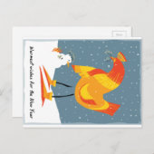 雪チキンのホリデーカード シーズンポストカード (正面/裏面)