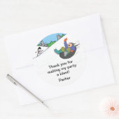 雪チュービング誕生日パーティー好意ステッカー少年 ラウンドシール (封筒)