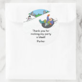 雪チュービング誕生日パーティー好意ステッカー少年 ラウンドシール (バッグ)