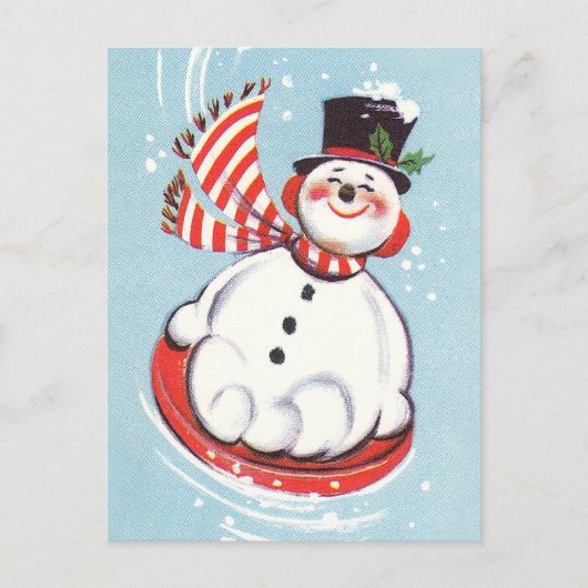 雪ディスクの雪だるま シーズンポストカード (正面)