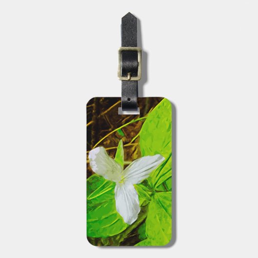 雪トリリウムアホワイトワイルドフラワー抽象芸術 ラゲッジタグ (正面縦)