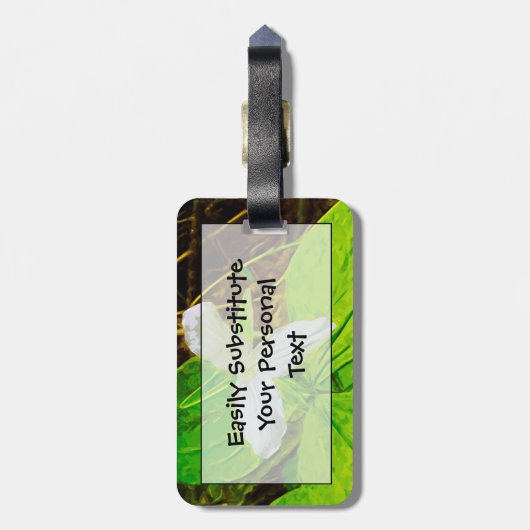 雪トリリウムアホワイトワイルドフラワー抽象芸術 ラゲッジタグ (裏面縦)