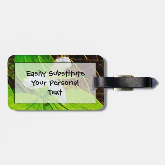 雪トリリウムアホワイトワイルドフラワー抽象芸術 ラゲッジタグ (裏面横)