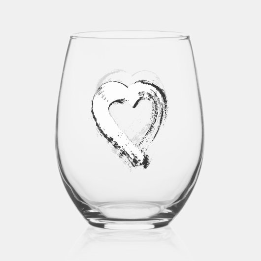雪ハートワイングラス ステムなしワイングラス (正面)