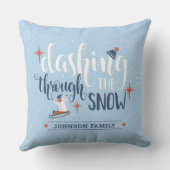 雪パーソナライズされたのクリスマスを快活に クッション (裏面)