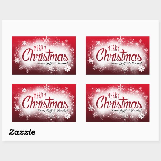 雪パーソナライズされたのクリスマスシール 長方形シール (シート)