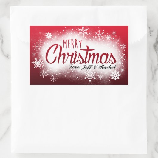 雪パーソナライズされたのクリスマスシール 長方形シール (バッグ)