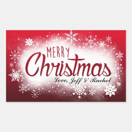 雪パーソナライズされたのクリスマスシール 長方形シール (正面)