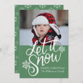 雪パーソナライズされたのクリスマスフォトカード シーズンカード (正面/裏面)