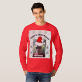 雪パーソナライズされたの代わりにメリークリスマスの写真 Tシャツ (正面フル)