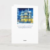 雪パーソナライズされたの夜のクリスマスハウス カード (裏面)