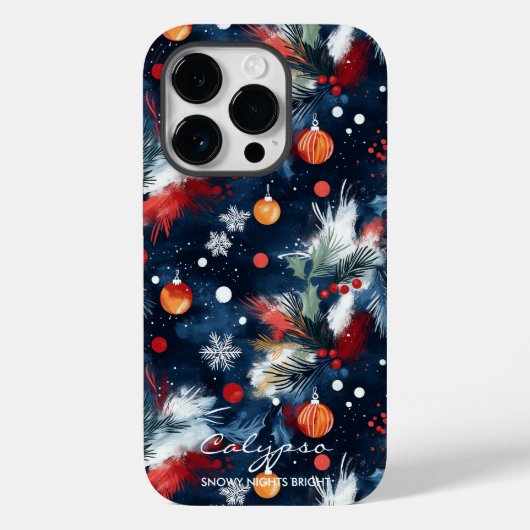 雪パーソナライズされたの夜のクリスマス Case-Mate iPhoneケース (裏面)