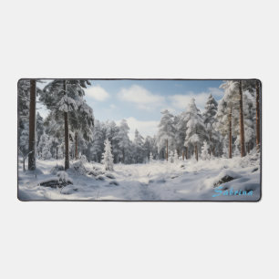 雪パーソナライズされたの森のデスクマットでクリア デスクマット