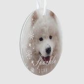 雪パーソナライズされたモダン結晶のペット写真 オーナメント (正面)