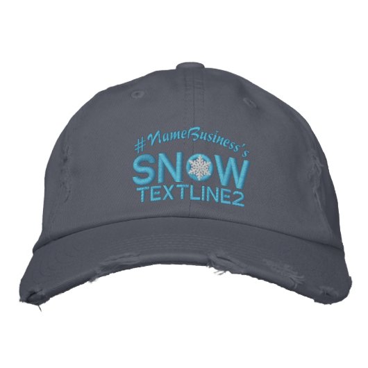 雪パーソナライズされた刺繍雪片ベビーブルー 刺繍入りキャップ (正面)